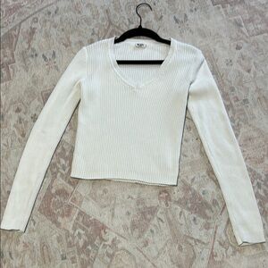John Galt white Ribbed Sweater